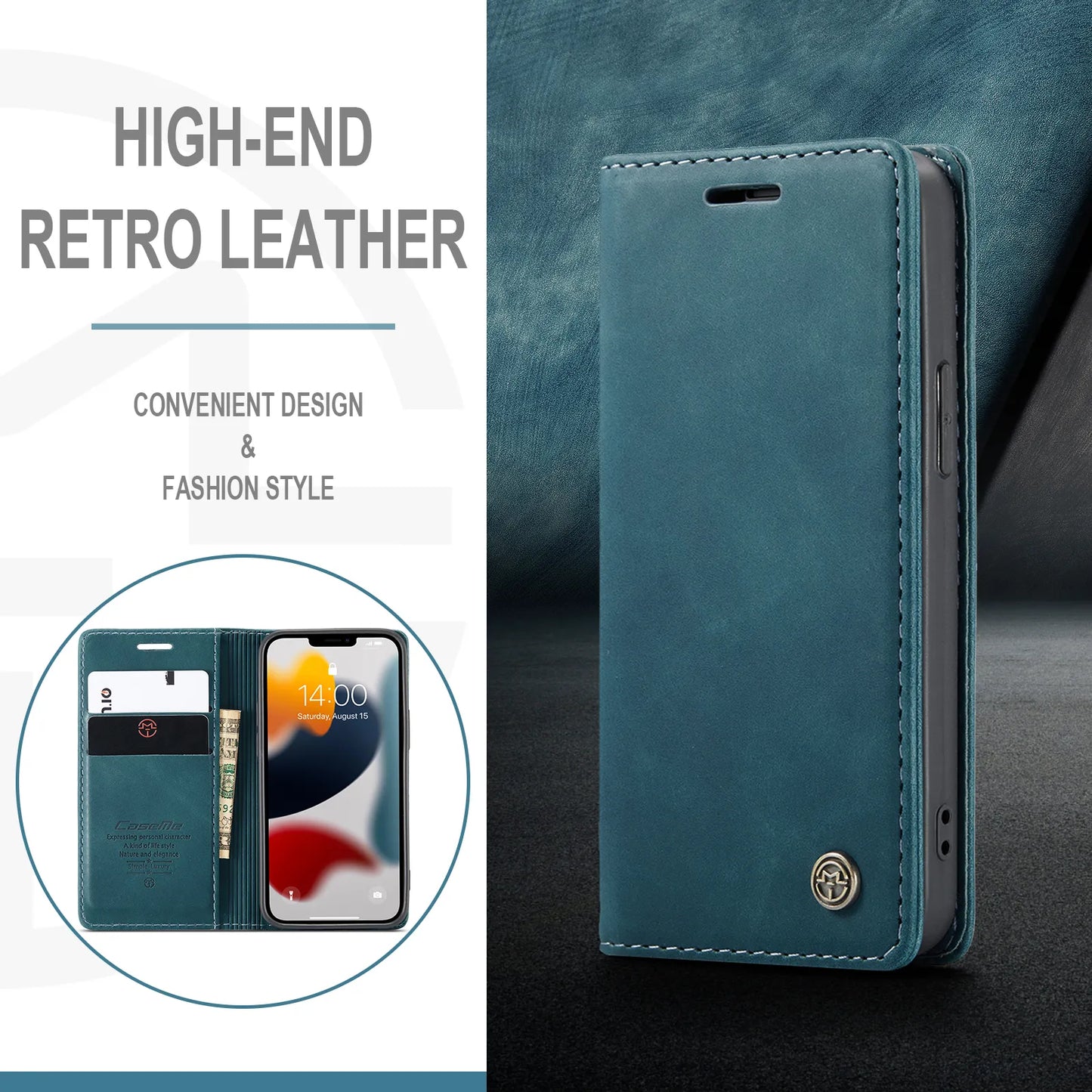 High Quality Retro Magnetic Flip Leather Case For Apple iPhone 13 Pro Max Phone Case Wallet Card Cover