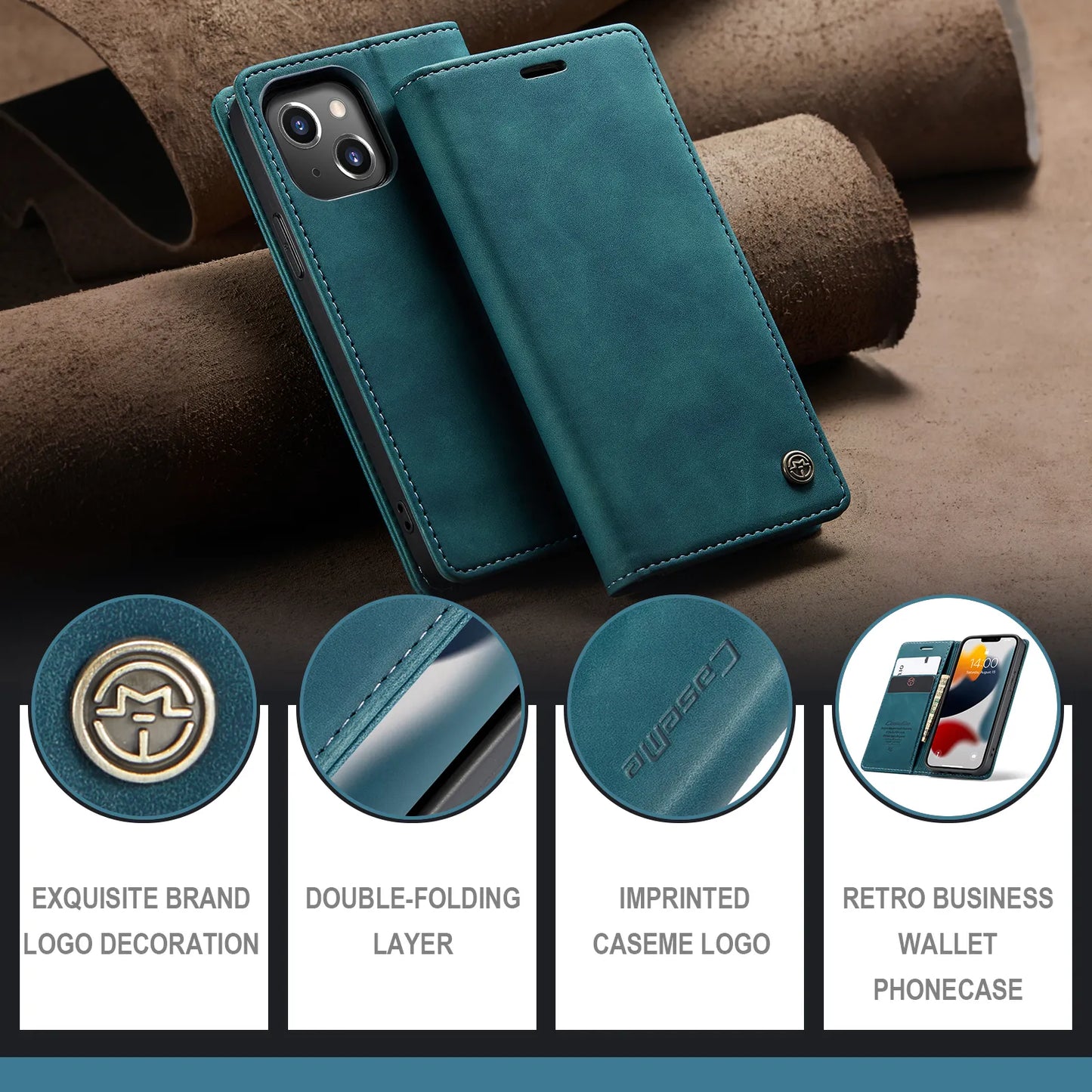 High Quality Retro Magnetic Flip Leather Case For Apple iPhone 13 Pro Max Phone Case Wallet Card Cover